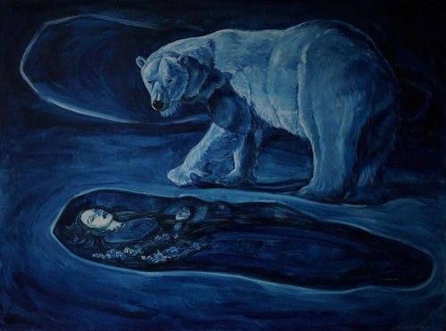 Polar bear painting by Christine Montague The Premonition