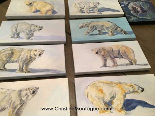 Polar bear oil paintings by Christine Montague, Ontario, Canada